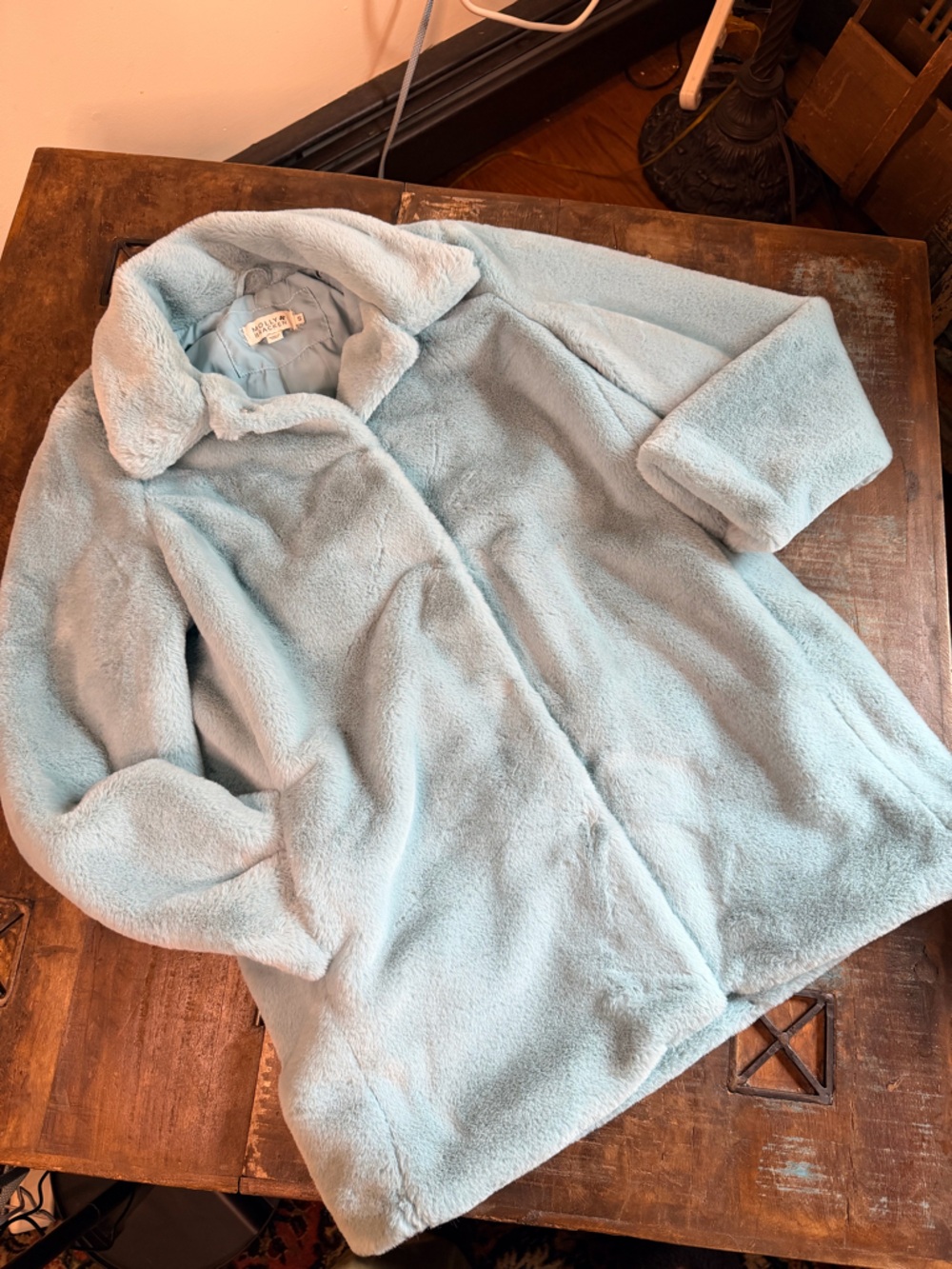 Teddy Bear Jacket Pastel Sea-foam Blue Faux Fur